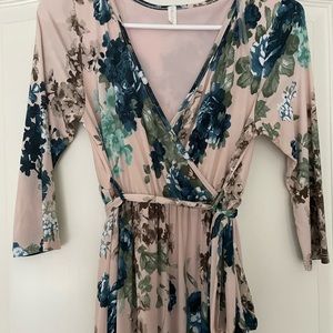 PinkBlush Pink Floral Sash Tie Maternity/Nursing Dress